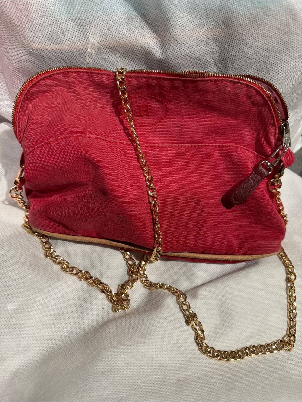 Hermes Red Canvas Cosmetic Pouch - Picture 12 of 13